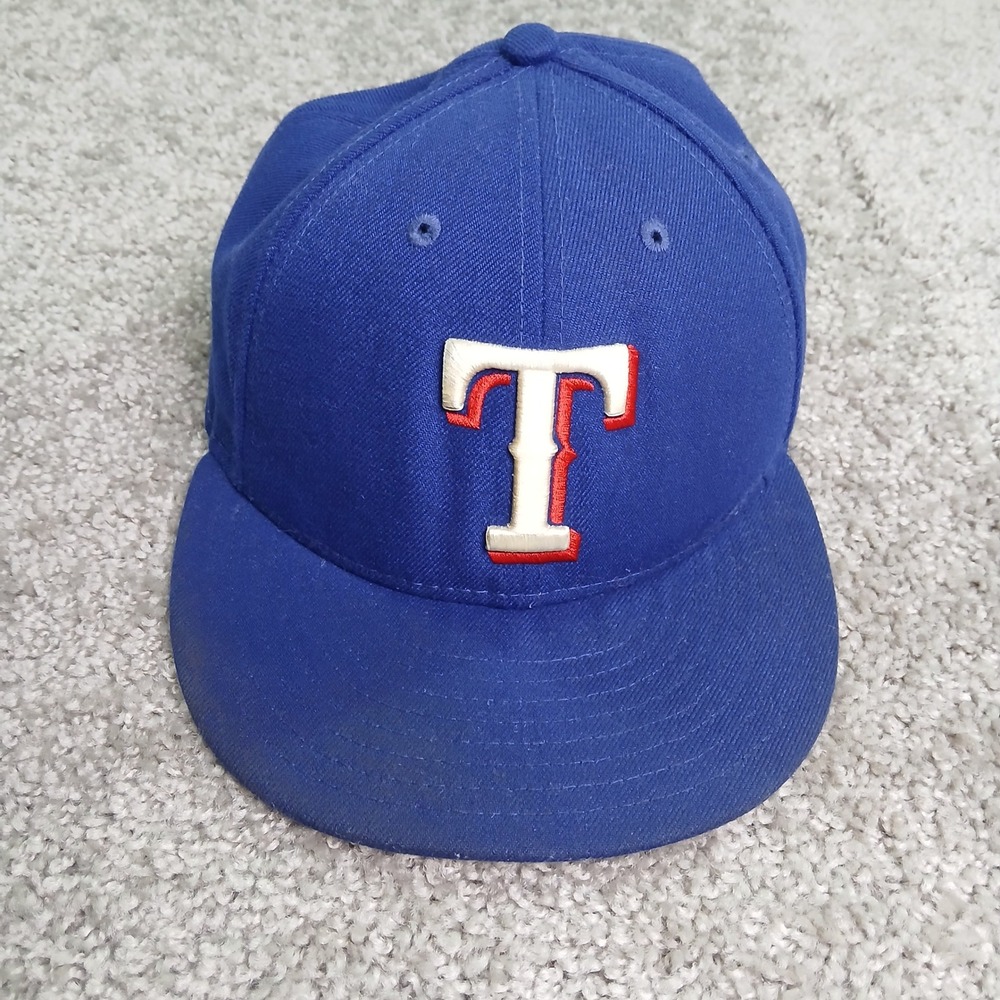 New Era 59FIFTY Texas Rangers Fitted Hat Blue MLB Low Profile Size 7 3/8
